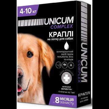 Unicum COMPLEX Краплі від бліх, кліщів та гельмінтів для собак 4-10 кг  M66-22 фото